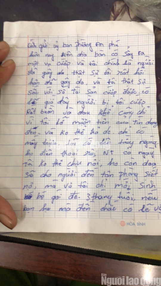 Tên cướp bí ẩn gửi trả 100 triệu đồng cùng thư xin lỗi-2