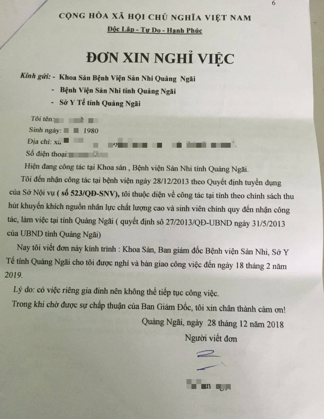 Sự thật lá đơn được cho là của BS ở Quảng Ngãi xin nghỉ việc để ủng hộ Hoàng Công Lương-2