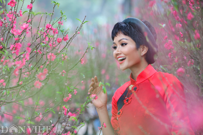 Ảnh: Bắt gặp hoa hậu HHen Niê đi chợ hoa đào ở Hà Nội-2