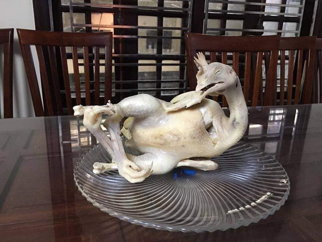 Tai nạn làm gà thắp hương: Chuẩn bị cúng giao thừa, đừng chị em nào luộc gà tạo dáng vẹo cổ như này nhé!-2