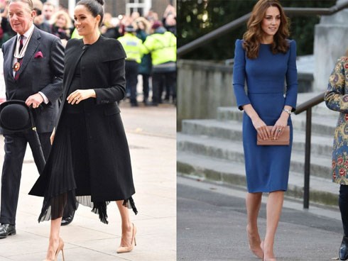 Có khi chị em dâu Kate và Meghan lại chẳng hề bất hòa, vì họ chăm diện giày đôi thế này cơ mà!