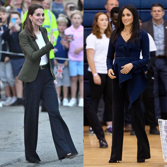 Có khi chị em dâu Kate và Meghan lại chẳng hề bất hòa, vì họ chăm diện giày đôi thế này cơ mà!-1