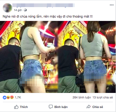 Hình ảnh các cô gái trẻ mặc váy ngắn cũn cỡn đi lễ chùa dịp đầu năm khiến nhiều người phải nhíu mày-1