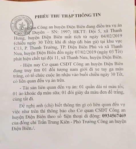 Vụ cô gái ship gà bị sát hại ở Điện Biên: Công an khoanh vùng đối tượng nam đi xe ga trắng-1