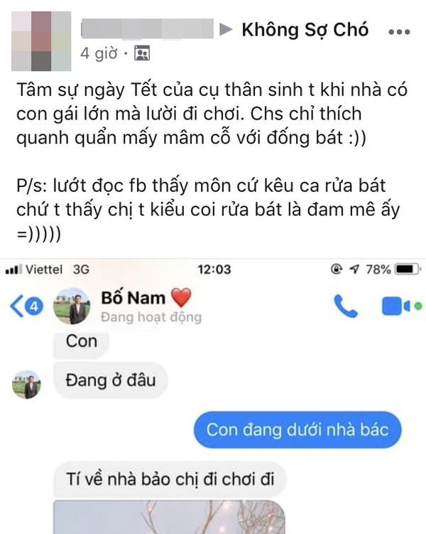 Thấy con gái chỉ đam mê nấu cỗ rửa bát suốt mấy ngày Tết, bố sợ con ế nên tìm cách đuổi đi chơi-1