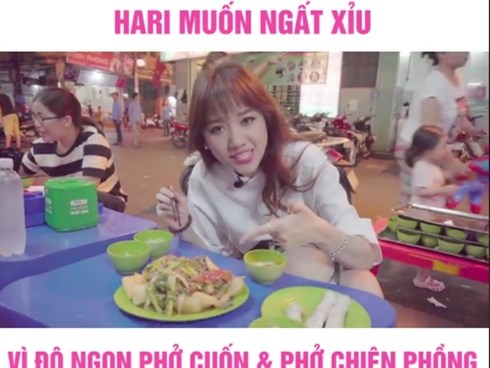 Hari Won suýt 'ngất xỉu' vì độ ngon của món phở vỉa hè