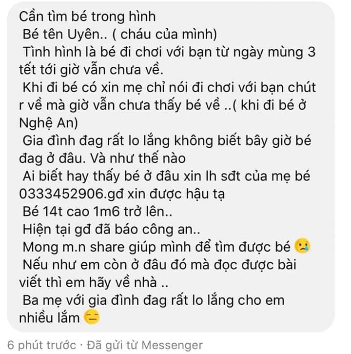 Nữ sinh lớp 8 mất tích khi về ngoại ăn Tết-2