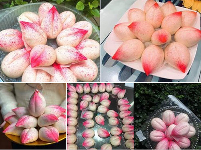 Sáng rằm tháng Giêng, dâng ông bà 100 cái bánh bao đào tiên hồng rực-1