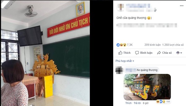 Một lần chơi lớn để xem cô có trầm trồ, cả lớp bá đạo tặng cô giáo hẳn chiếc ghế quàng thượng làm dân tình cười đến mệt-1