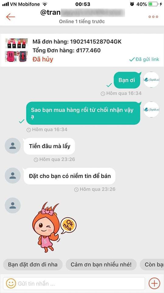 Shop online ú ớ khi khách tiết lộ lý do bom hàng: Đặt cho có niềm tin để bán, chứ tiền đâu mà lấy!-1