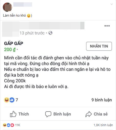 Giữa cơn bão ồn ào vụ ly hôn nghìn tỷ, có một chị gái chẳng màng thế sự, miệt mài thuê người đi đánh ghen 200k/ lượt-1
