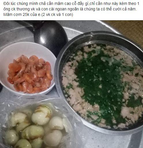 Vợ trẻ đăng mâm cơm 3 người 25k, dân mạng thán phục nhưng lại thắc mắc giá tiền bát canh-1