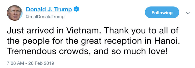 Tổng thống Trump cảm ơn Việt Nam sau khi đặt chân tới Hà Nội-2