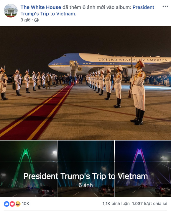 Cầu Nhật Tân xuất hiện trên fanpage của Nhà Trắng sau khi Tổng thống Trump tới Việt Nam-1
