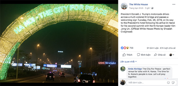 Cầu Nhật Tân xuất hiện trên fanpage của Nhà Trắng sau khi Tổng thống Trump tới Việt Nam-3