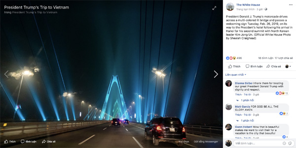 Cầu Nhật Tân xuất hiện trên fanpage của Nhà Trắng sau khi Tổng thống Trump tới Việt Nam-5