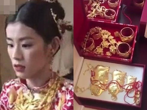Cô dâu 'khoác' lên người hơn chục cây vàng trong đám cưới gây xôn xao