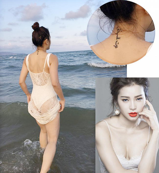 Top hình xăm ở vị trí độc nhất showbiz Việt từng bị lộ khi mặc đồ bơi-3