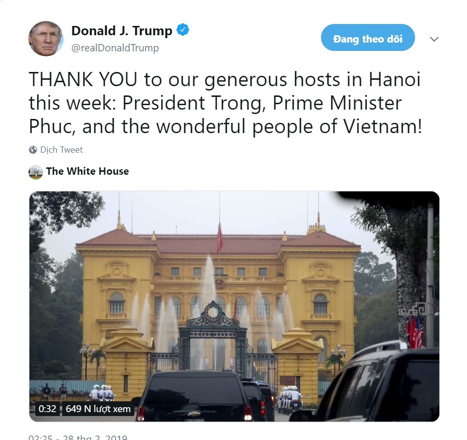 Ông Donald Trump đăng video cảm ơn lãnh đạo Việt Nam-1