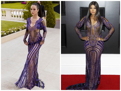 Sao Việt đụng hàng xuyên quốc gia: Diện đầm trong suốt mặc như không, Vũ Ngọc Anh áp đảo mỹ nhân Hollywood-1