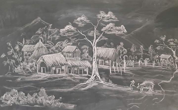 Tranh vẽ bằng phấn trắng trên bảng đen của thầy giáo Thanh Hóa gây bão mạng-1