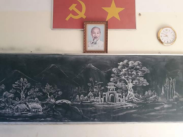 Tranh vẽ bằng phấn trắng trên bảng đen của thầy giáo Thanh Hóa gây bão mạng-2