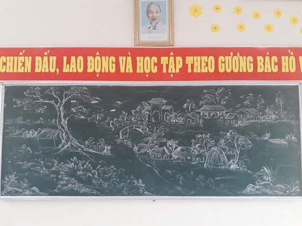 Tranh vẽ bằng phấn trắng trên bảng đen của thầy giáo Thanh Hóa gây bão mạng-5