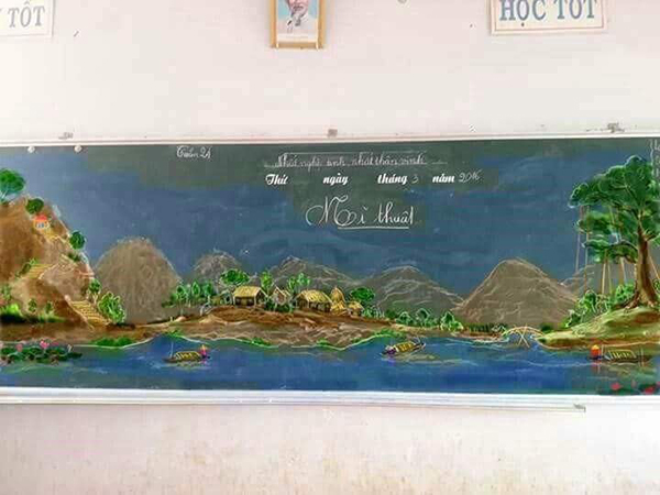 Tranh vẽ bằng phấn trắng trên bảng đen của thầy giáo Thanh Hóa gây bão mạng-11