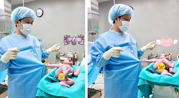 Dân mạng Trung Quốc cũng phải phát cuồng vì em bé sơ sinh Việt Nam nắm chặt áo bác sĩ, gào khóc ăn vạ-1