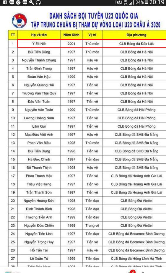 Hoa hậu HHen Niê khoe em trai có tên trong danh sách U23 Việt Nam dự giải châu Á-1