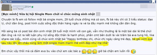 Đăng lời chúc sinh nhật dành cho một mẹ đơn thân, thanh niên bị chị em xúm vào chửi vì tội tiên tri gở mồm-1