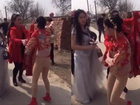 Cô dâu bị đám khách nam trêu đùa lột váy, suýt gặp sự cố 