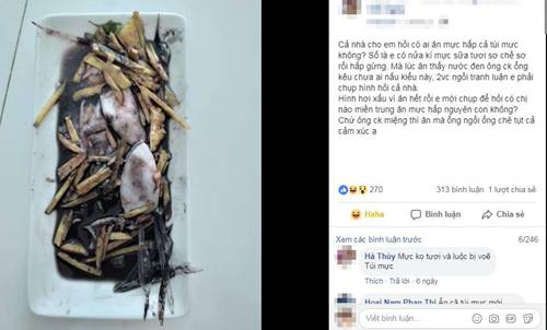 Vợ làm mực hấp, chồng vừa ăn vừa chê, hội chị em nhảy vào tranh cãi-1