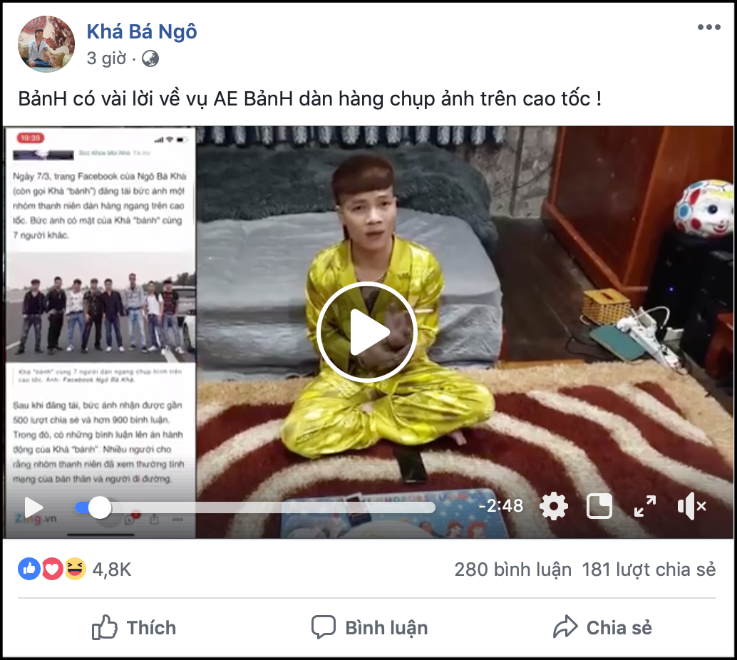 Bị xử lý, Khá bảnh vẫn cãi cùn về việc dàn hàng chụp ảnh trên cao tốc: Đến đấy có làn đường đỗ xe nên Bảnh... đi vệ sinh thôi”-1