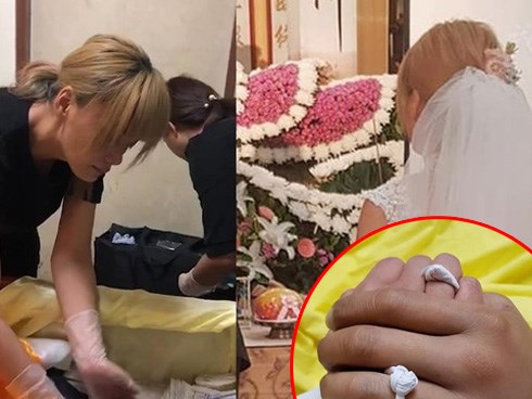 Vị hôn phu qua đời trước đám cưới, người phụ nữ đeo nhẫn bằng giấy và mặc áo cô dâu trong tang lễ khiến ai cũng xót xa