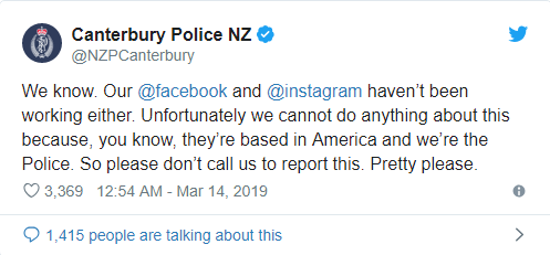 Cảnh sát New Zealand cũng hoảng vì Facebook sập, phải đăng tweet yêu cầu người dân ngừng kêu ca-2