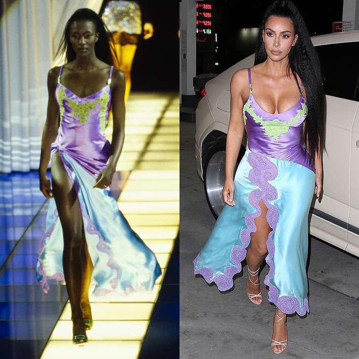 Kim Kardashian liên tiếp copy lại phong cách của Naomi Campbell nhưng lại đem đến ấn tượng hoàn toàn khác-1