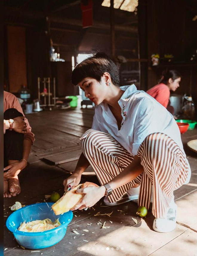 Hoa hậu HHen Niê nấu nướng, rửa bát khi về thăm nhà ở Đắk Lắk-5