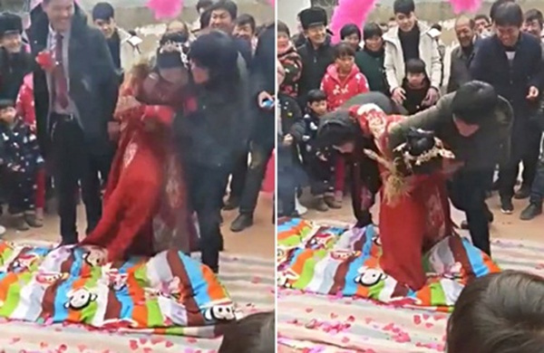 Cô dâu bị nhà chồng dúi đầu đau đớn ngay trong đám cưới, thái độ của chú rể mới bất ngờ-1