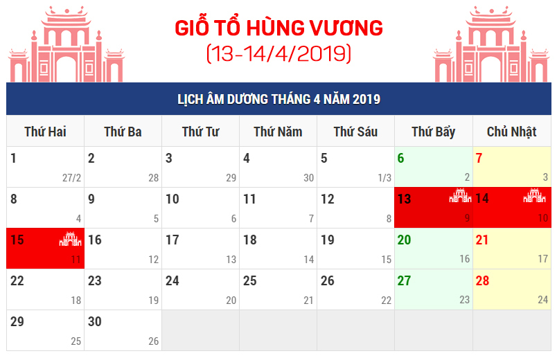 Giỗ tổ Hùng Vương và lễ 30/4 - 1/5 được nghỉ như thế nào?-1