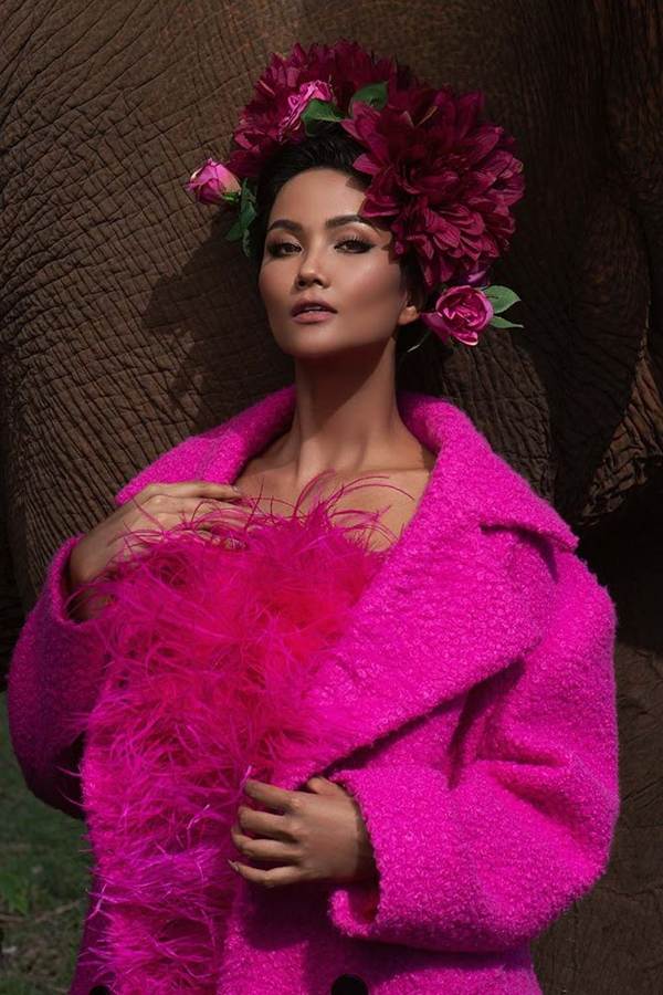 HHen Niê diện trang phục rực rỡ sắc màu, tạo dáng bên voi Tây Nguyên-4