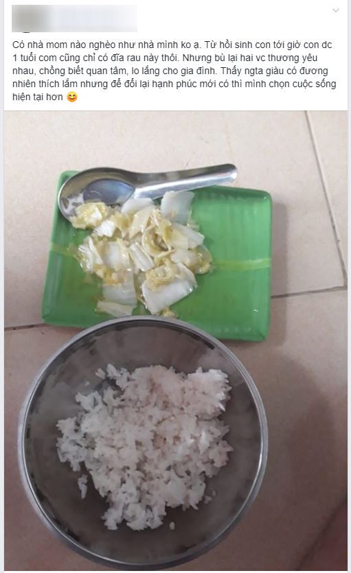 Khoe mâm cơm đạm bạc tiện kể chuyện 1 túp lều tranh 2 trái tim vàng, mẹ trẻ bị chị em mỉa mai không thương tiếc-1