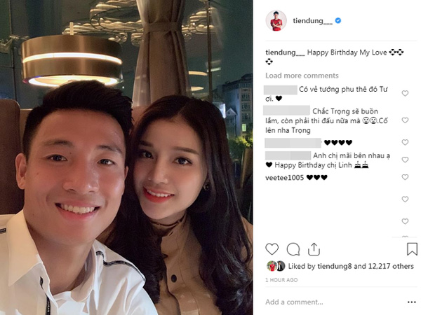 Bạn trai nhà người ta: Trung vệ Bùi Tiến Dũng canh đúng 0h để đăng ảnh ngọt ngào chúc mừng sinh nhật bạn gái-1