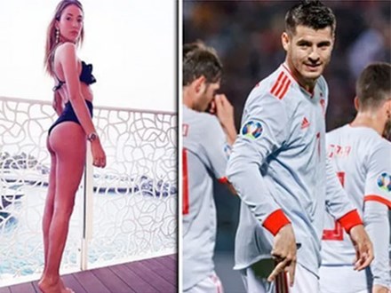 Morata ghi bàn ở vòng loại Euro 2020, bà xã xinh đẹp khoe ảnh “nóng” ăn mừng