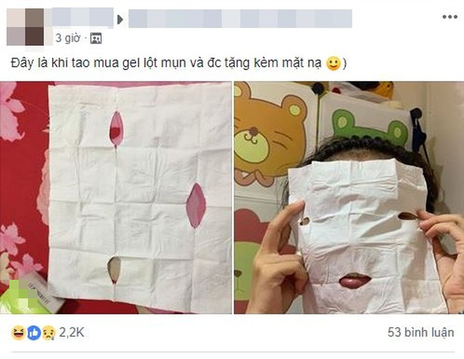 Tưởng vớ món hời khi mua gel lột mụn được tặng mặt nạ, cô nàng khiến dân mạng cười bò khi đem ra sử dụng-1