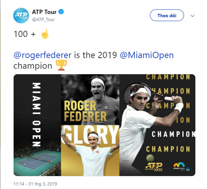 Federer vô địch Miami Open: Báo chí cạn lời”, khen Nhà vua quá đẳng cấp-1