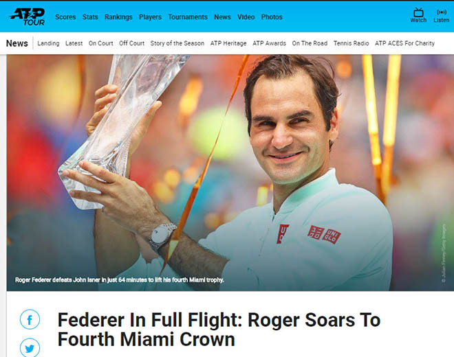 Federer vô địch Miami Open: Báo chí cạn lời”, khen Nhà vua quá đẳng cấp-2