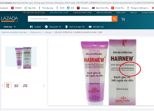 Sendo, Lazada, Shopee... bán dầu gội chống gàu HairNew chứa chất cấm cho người tiêu dùng-4