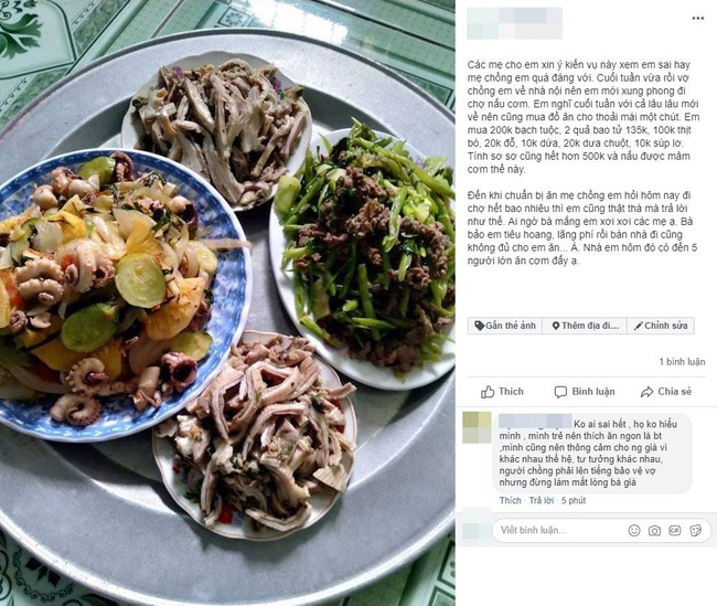 Nấu mâm cơm 500k vẫn bị mẹ chồng mắng xơi xơi, dâu trẻ phân bua với chị em ai ngờ lại phải nghe mắng thêm-1