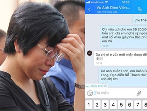 MC Thảo Vân thay mặt nhiều nghệ sĩ miền Bắc gửi tiền phúng viếng đến gia đình nghệ sĩ Anh Vũ